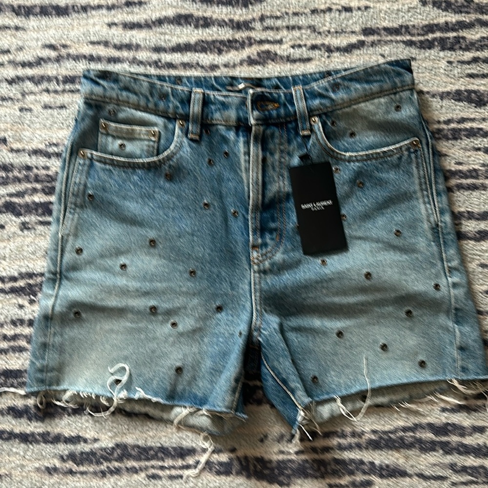 Saint Laurent Jean Shorts with Eyelets